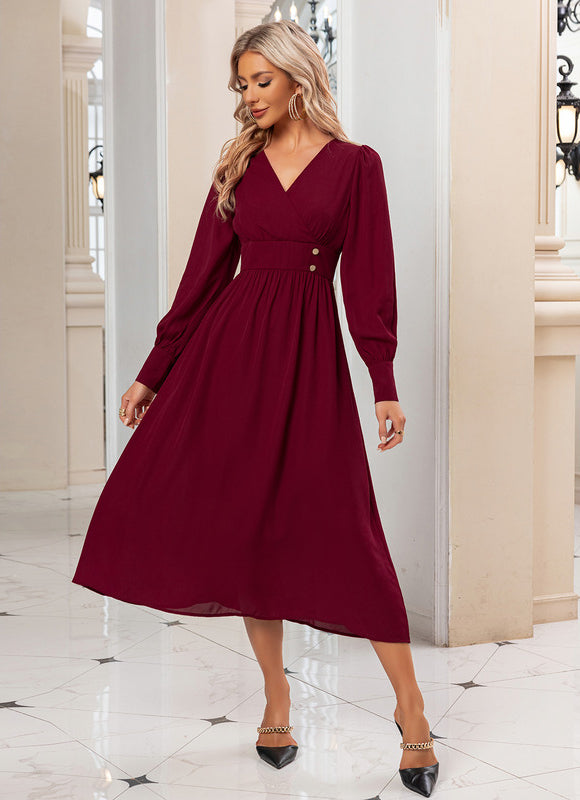 Robe Midi Manches Bouffantes - gallery 1