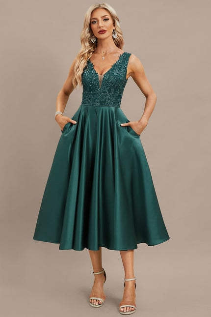 Robe Midi Émeraude Élégante - gallery 3