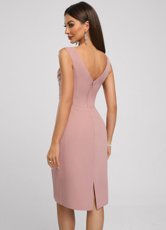 Robe Midi Drapée Rose - gallery 4