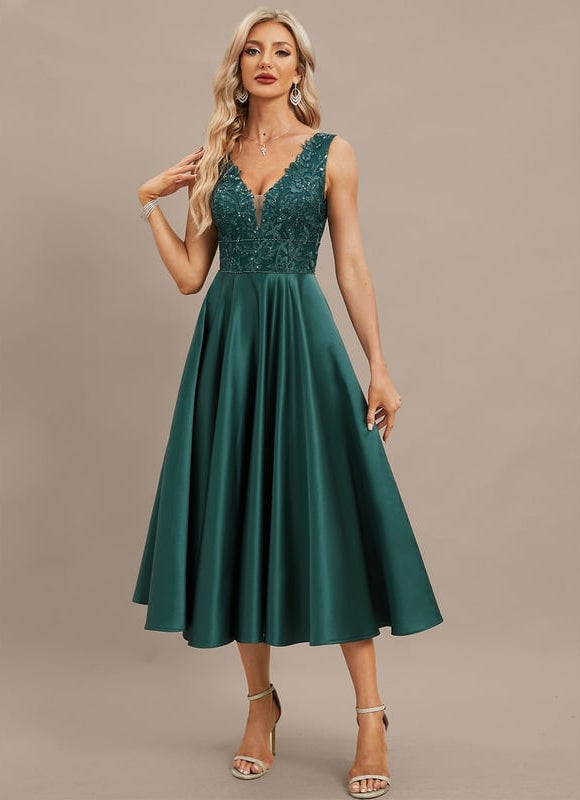Robe Midi Émeraude Élégante - gallery 4