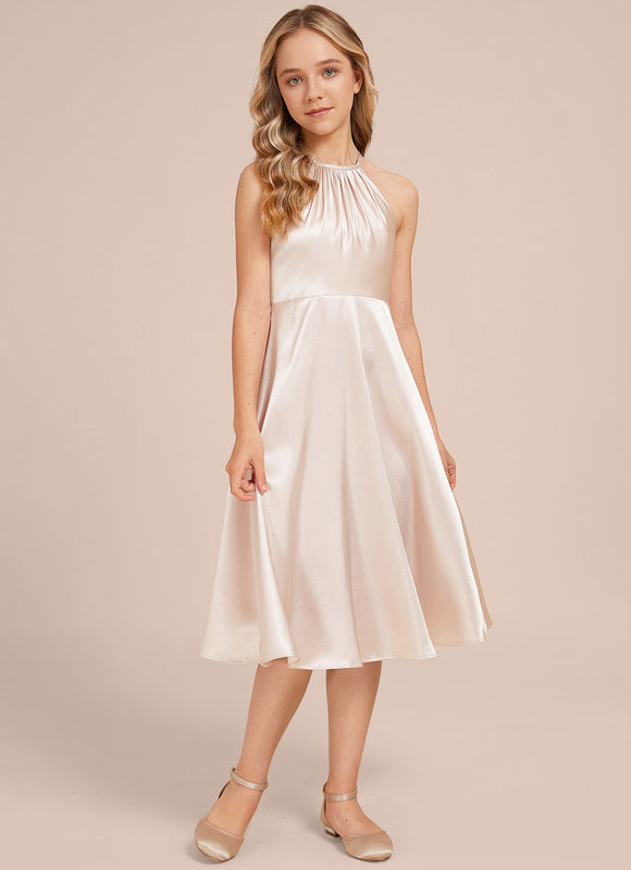 Robe Midi Satinée Rose Pâle