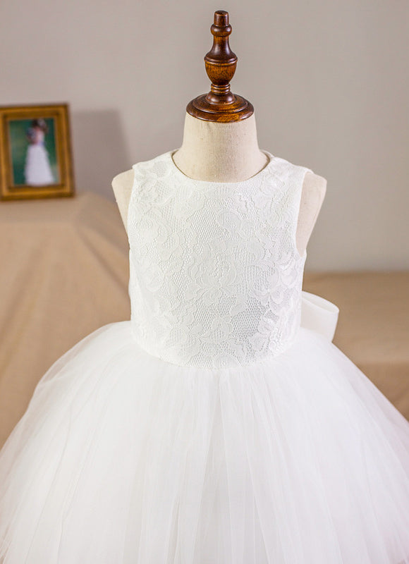 Robe Midi Enfant Tulle Blanc - gallery 2