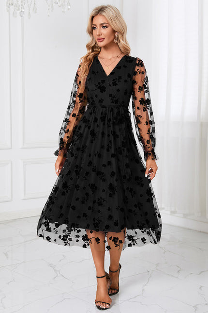 Robe Midi Ébène Florale - gallery 2