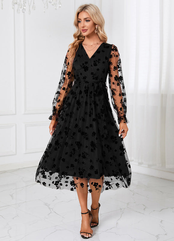 Robe Midi Ébène Florale - gallery 2