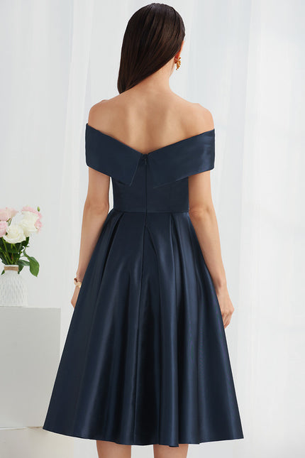 Robe Midi Satin Off-Shoulder - gallery 4