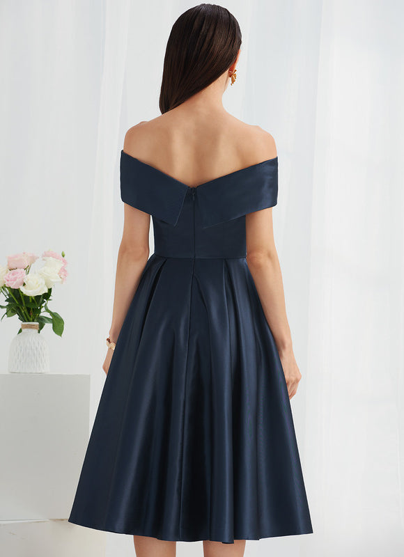 Robe Midi Satin Off-Shoulder - gallery 4