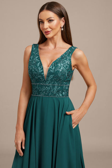 Robe Midi Émeraude Brodée - gallery 1