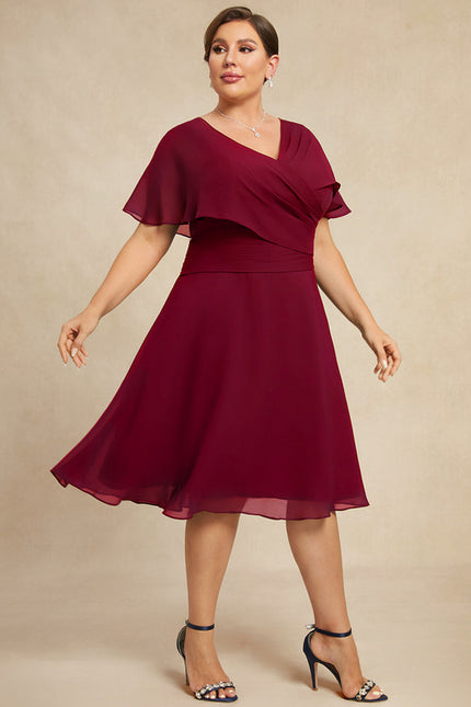Robe Midi Rouge Élégant Vaporeux - gallery 6