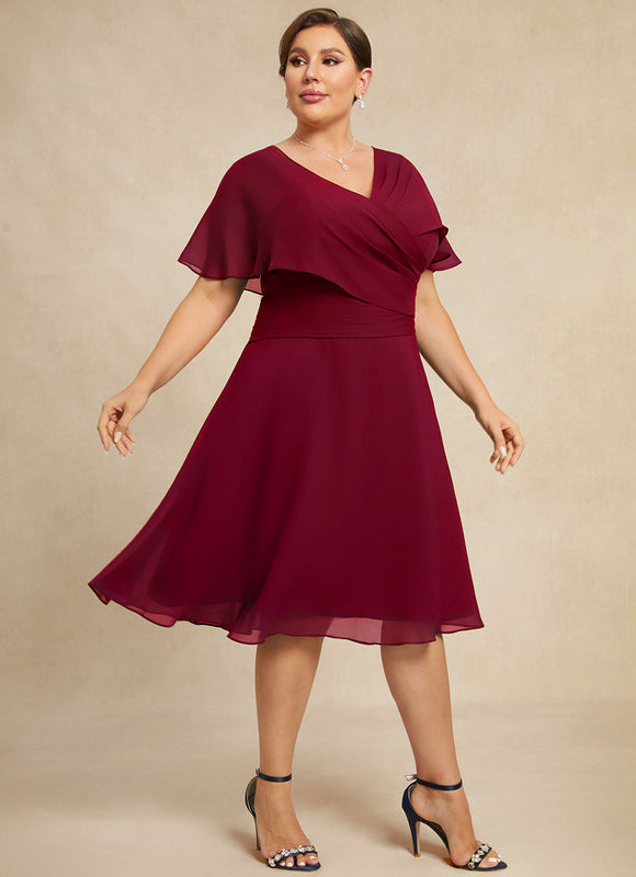 Robe Midi Rouge Élégant Vaporeux - gallery 6