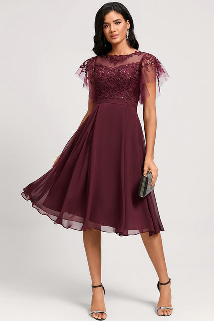 Robe Midi Éclat Bordeaux - gallery 5