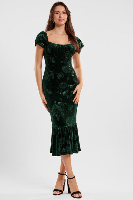 Robe Midi Velours Floral