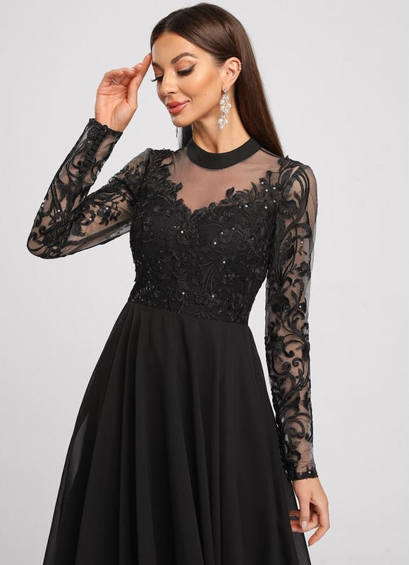 Robe Midi Grise Éclatante - gallery 5