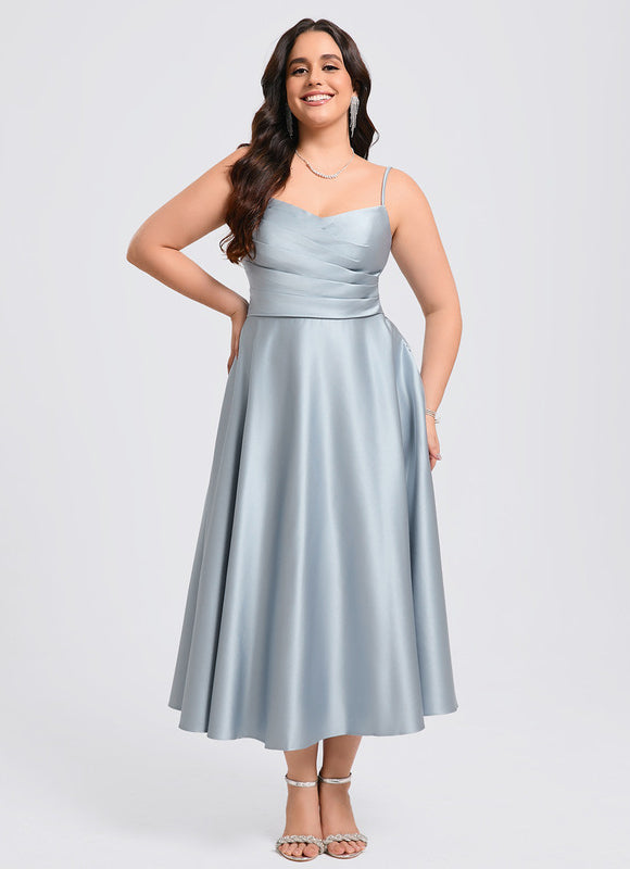 Robe Midi Satin Bleu Ciel - gallery 9