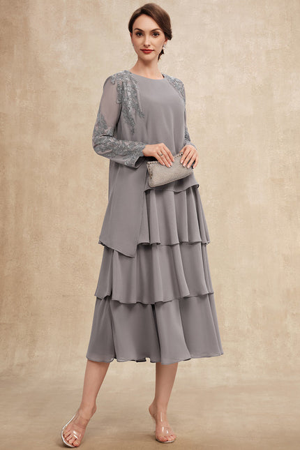 Robe Midi Grise Cascades - gallery 2