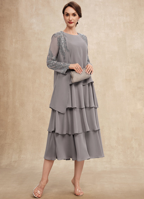 Robe Midi Grise Cascades - gallery 2