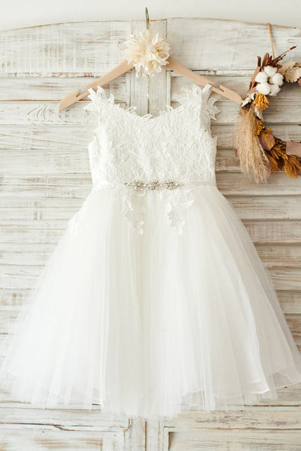 Robe Midi Enfant Dentelle Blanche - gallery 7