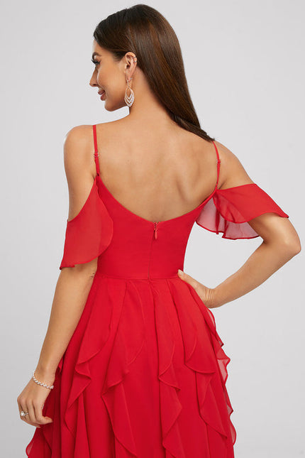 Robe Midi Volants Rouge - gallery 6
