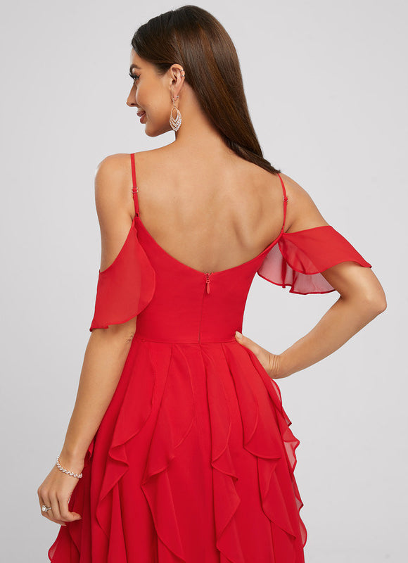 Robe Midi Volants Rouge - gallery 6
