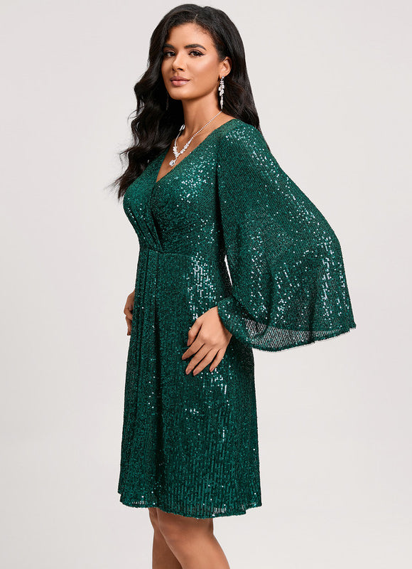 Robe Midi Émeraude Pailletée - gallery 1