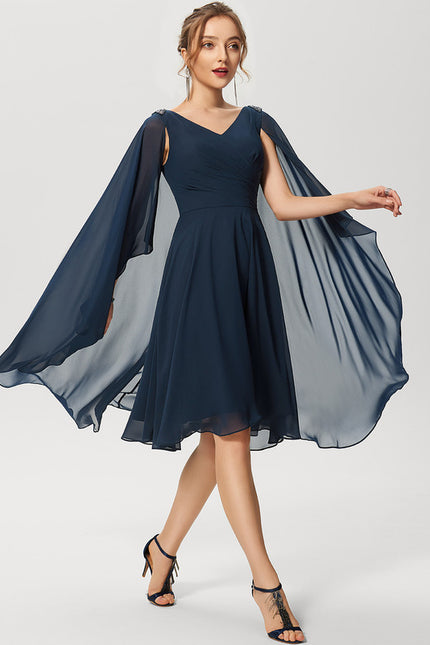 Robe Midi Éthérée Marine - gallery 2