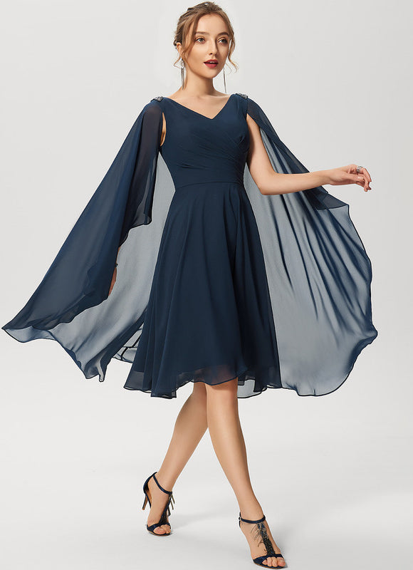 Robe Midi Éthérée Marine - gallery 2