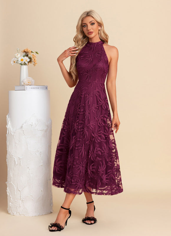 Robe Midi Florale Bordeaux - gallery 2