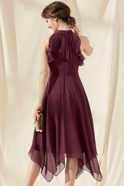 Robe Midi Flottante Bordeaux - gallery 1