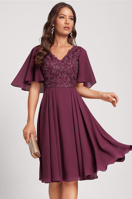 Robe Midi Bordeau Flottante - gallery 3