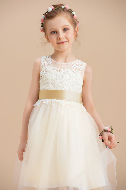 Robe Midi Enfant Tulle Doré - gallery 7