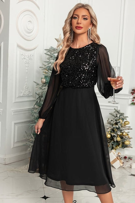 Robe Midi Paillettes Noire - gallery 2