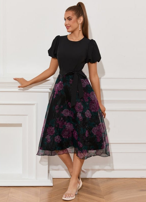 Robe Midi Organza Noire - gallery 1