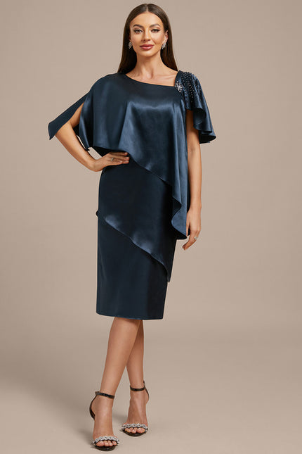 Robe Midi Satinée Marine Élégante