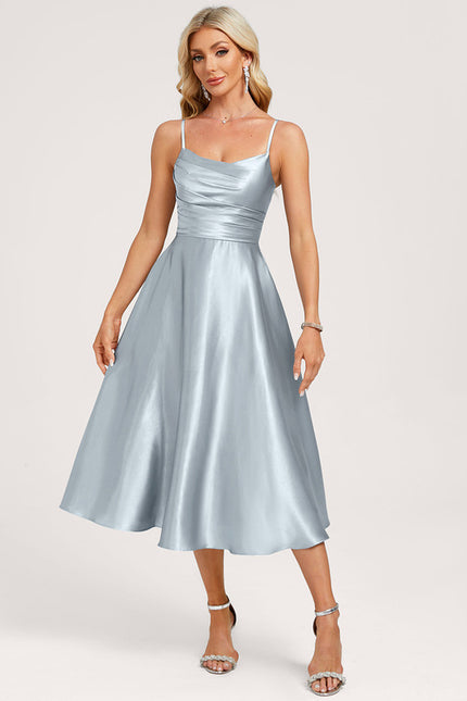 Robe Midi Satinée Ciel - gallery 2