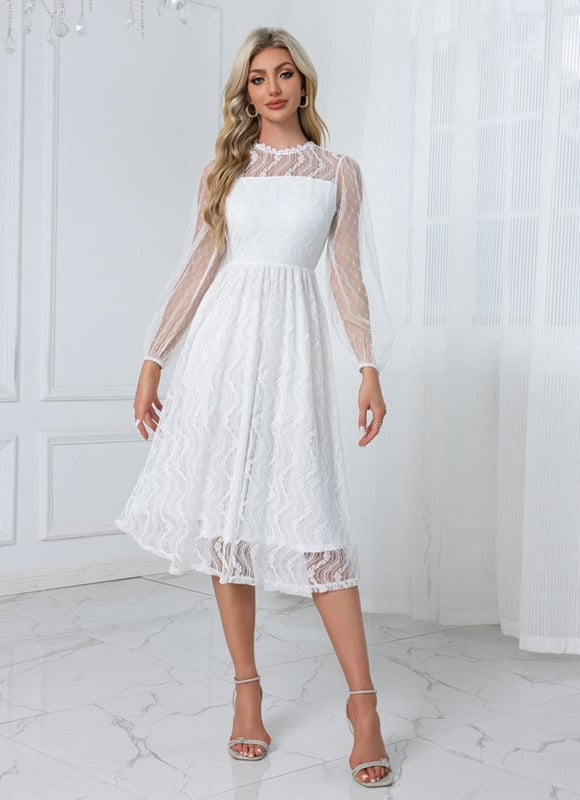 Robe Midi Dentelle Blanche