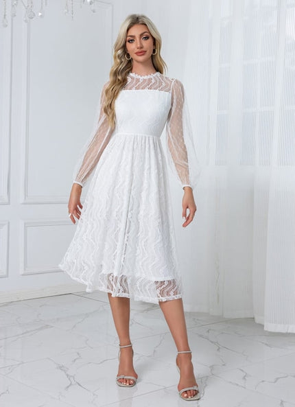 Robe Midi Dentelle Blanche