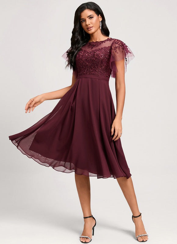 Robe Midi Éclat Bordeaux