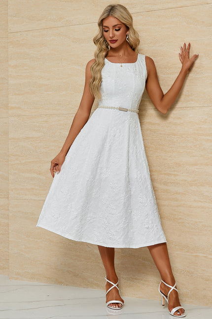 Robe Midi Jacquard Blanche