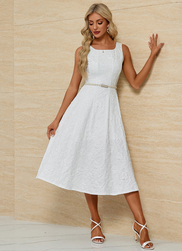 Robe Midi Jacquard Blanche