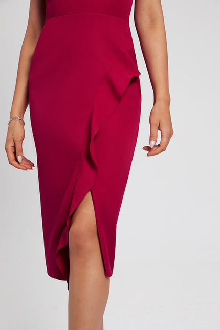 Robe Midi Froncée Cerise - gallery 3