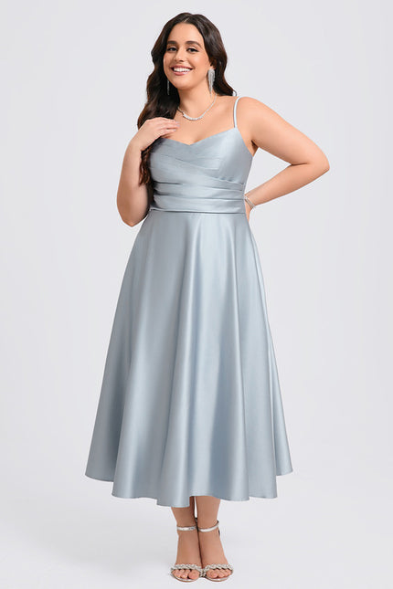 Robe Midi Satin Bleu Ciel - gallery 6