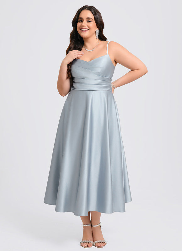 Robe Midi Satin Bleu Ciel - gallery 6