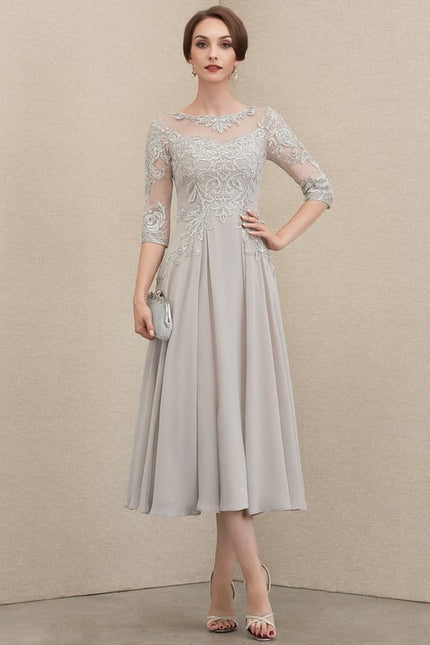 Robe Midi Élégance Grise Chic - gallery 2