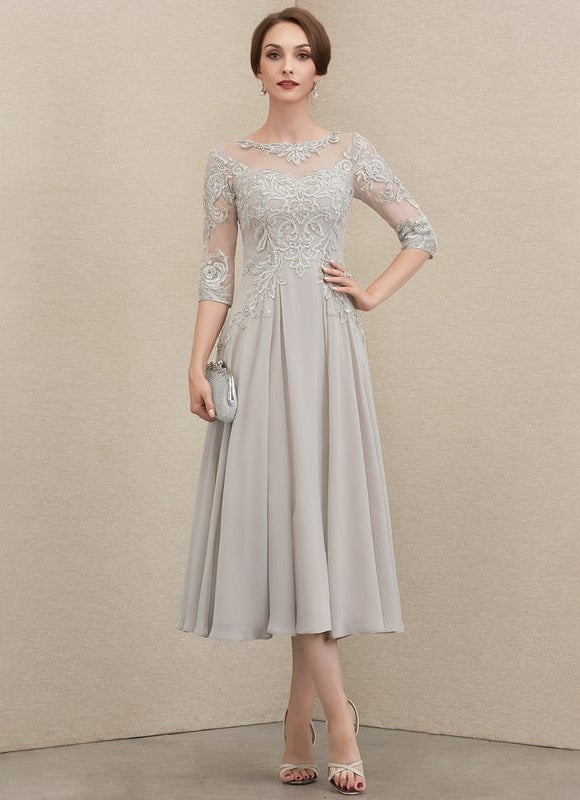 Robe Midi Élégance Grise Chic - gallery 2