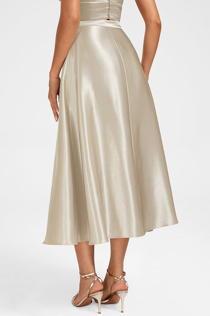 Robe Midi Satin Doré - gallery 6