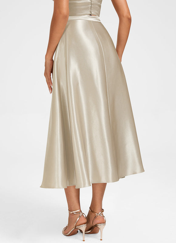 Robe Midi Satin Doré - gallery 6