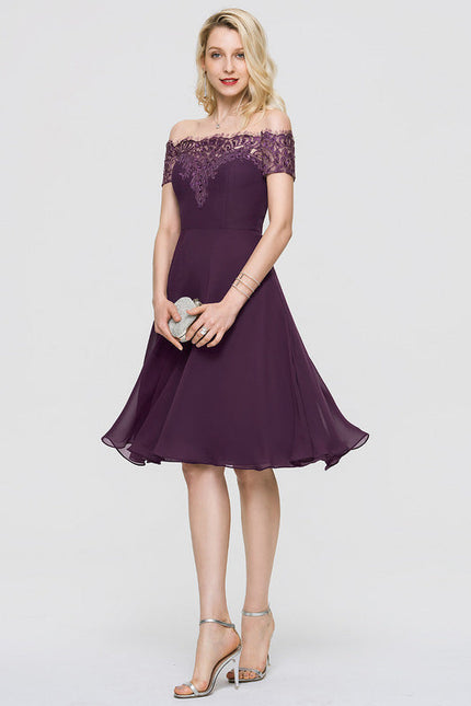 Robe Midi Élégance Pourpre Aérienne - gallery 2