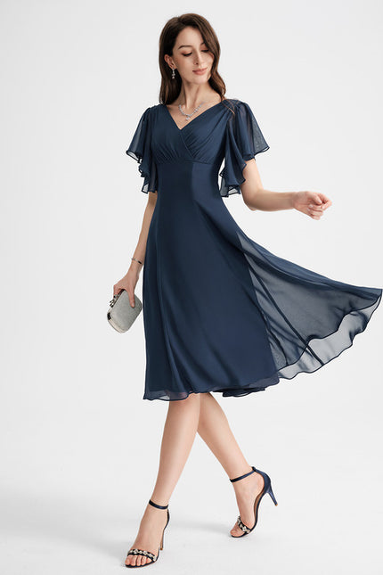 Robe Midi Aérienne Marine - gallery 2