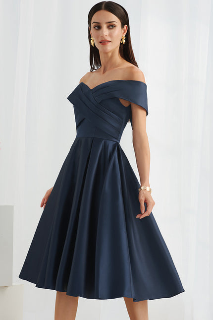 Robe Midi Satin Off-Shoulder - gallery 3