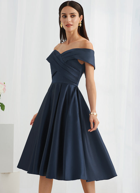 Robe Midi Satin Off-Shoulder - gallery 3