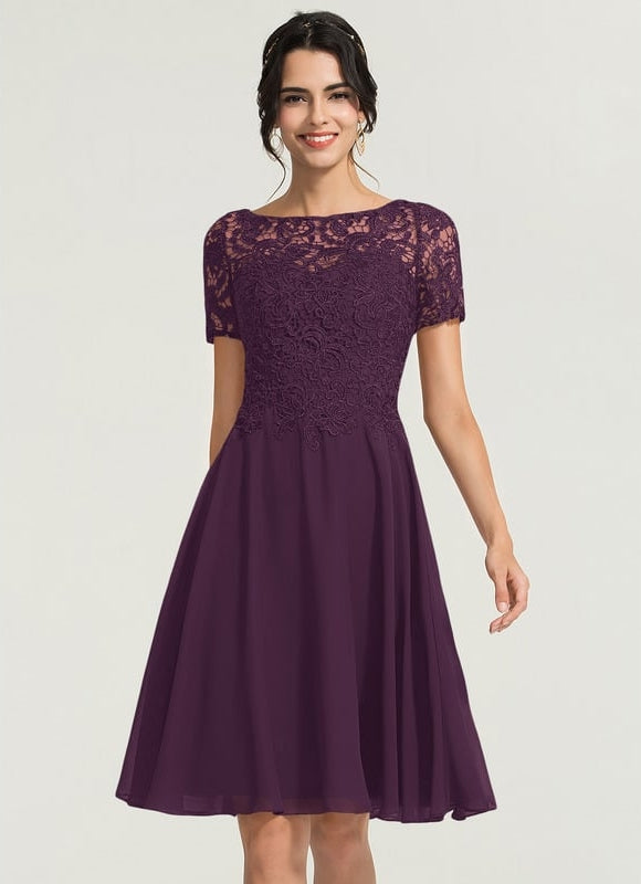 Robe Midi Dentelle Aubergine